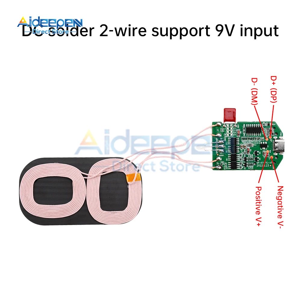 Type-C Double Coil High Power Fast Charging Module DC 5V 9V 12V 5/10/15W Wireless Charger Transmitter Circuit Coil Charger Board