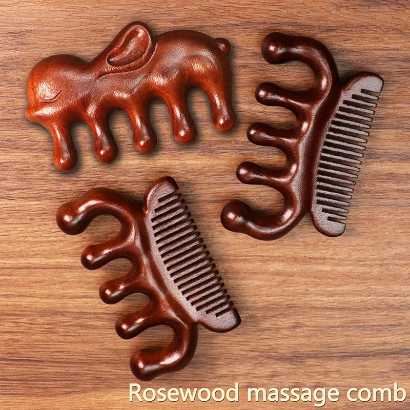 1 Pcs Rabbit Massage Comb Blood Circulation Wood Sandalwood Comb Scalp Meridian Relax Anti-static Styling Tool Salon Hair Brush