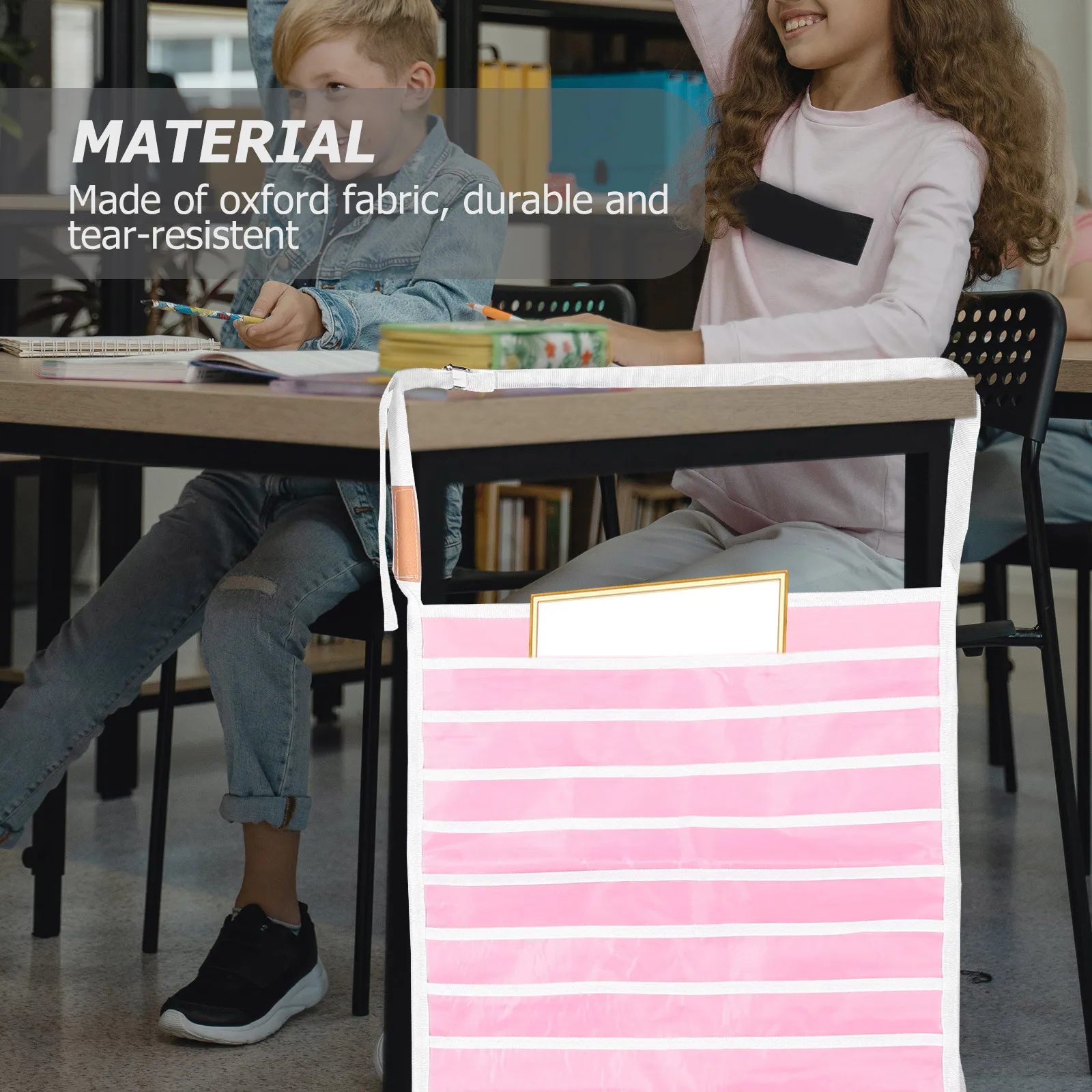 

Pocket Book Storage Bag Desk Organizer for Students Multifunctional Adjustable Pouches for Water Bottle Cellphone Pens Notebooks