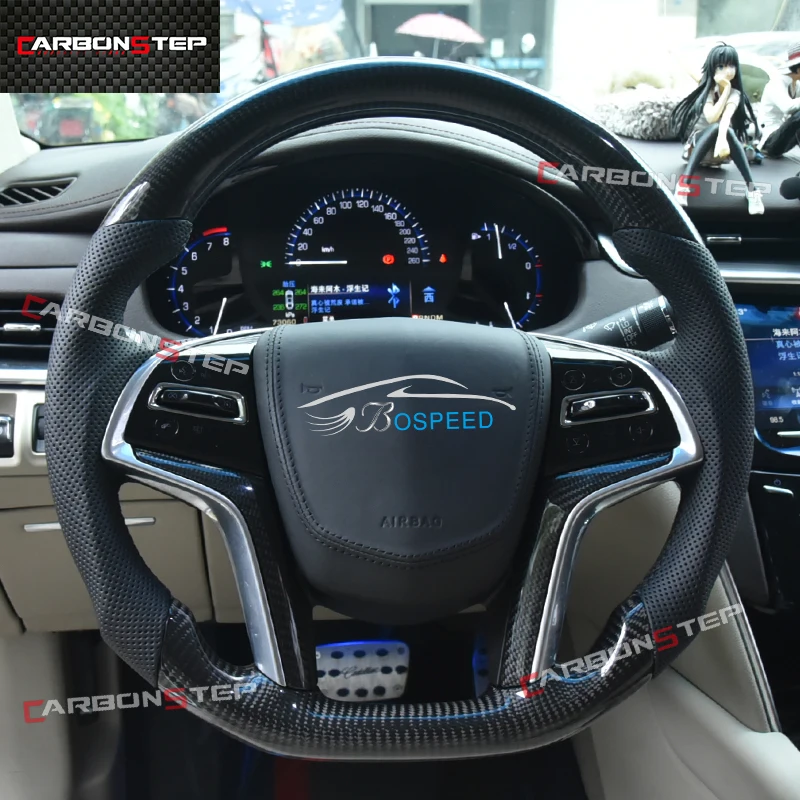 

Suede Leather Carbon Fiber Led Steering Wheel For Cadillac ATS V CTSV CTS V CT6 ATS Sports Racing Cars Forged Heated Custom