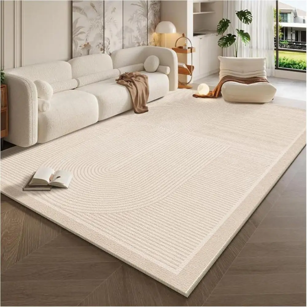 VIKAMA Creamy Style Living Room Carpet, Non-slip Sofa Coffee Table, Floor Mat, Bedroom Wardrobe Room Carpet, Home Decoration