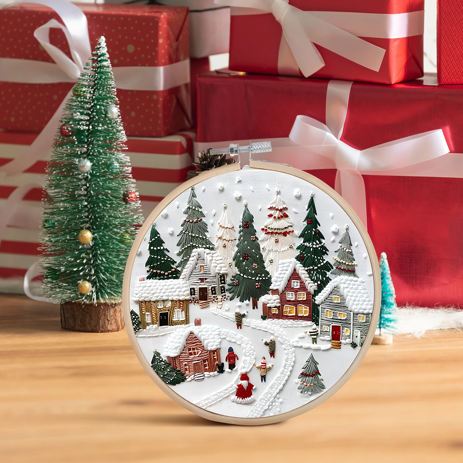 

Christmas Embroidery Kit Cotton Linen Craft Beginner Easy Use Beautiful Patterns Strong Materials Versatile Decor nament