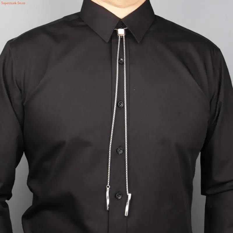 Q5WE Small Cube Pendant Bolo Tie for Adult Grooms Wedding Evening Party Necktie
