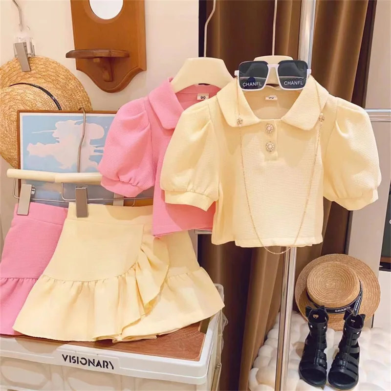 Girls Clothes Sets Summer Short Sleeve Shirt+Shorts Fashion Korean Children Clothing Two Piece Set Kids Casual Outfits 2-7Yrs