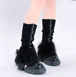 Ruibbit Neuankömmling heißes Mädchen japanische Knie Ärmel warm gestrickte Socken Bein abdeckung Harajuku handgemachte Beinlinge Frauen Punk