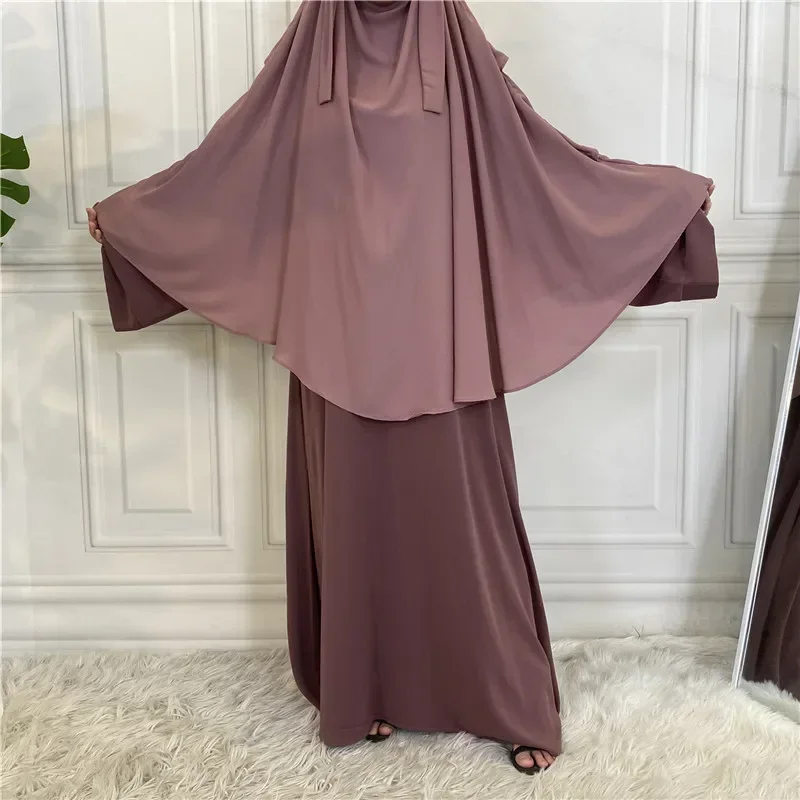 Ramadan Eid 3 Layers Chiffon Hijab Khimar Islam Abaya Turban Hijabs for Woman Solid Head Scarf Headwraps Muslim Fashion Turbans