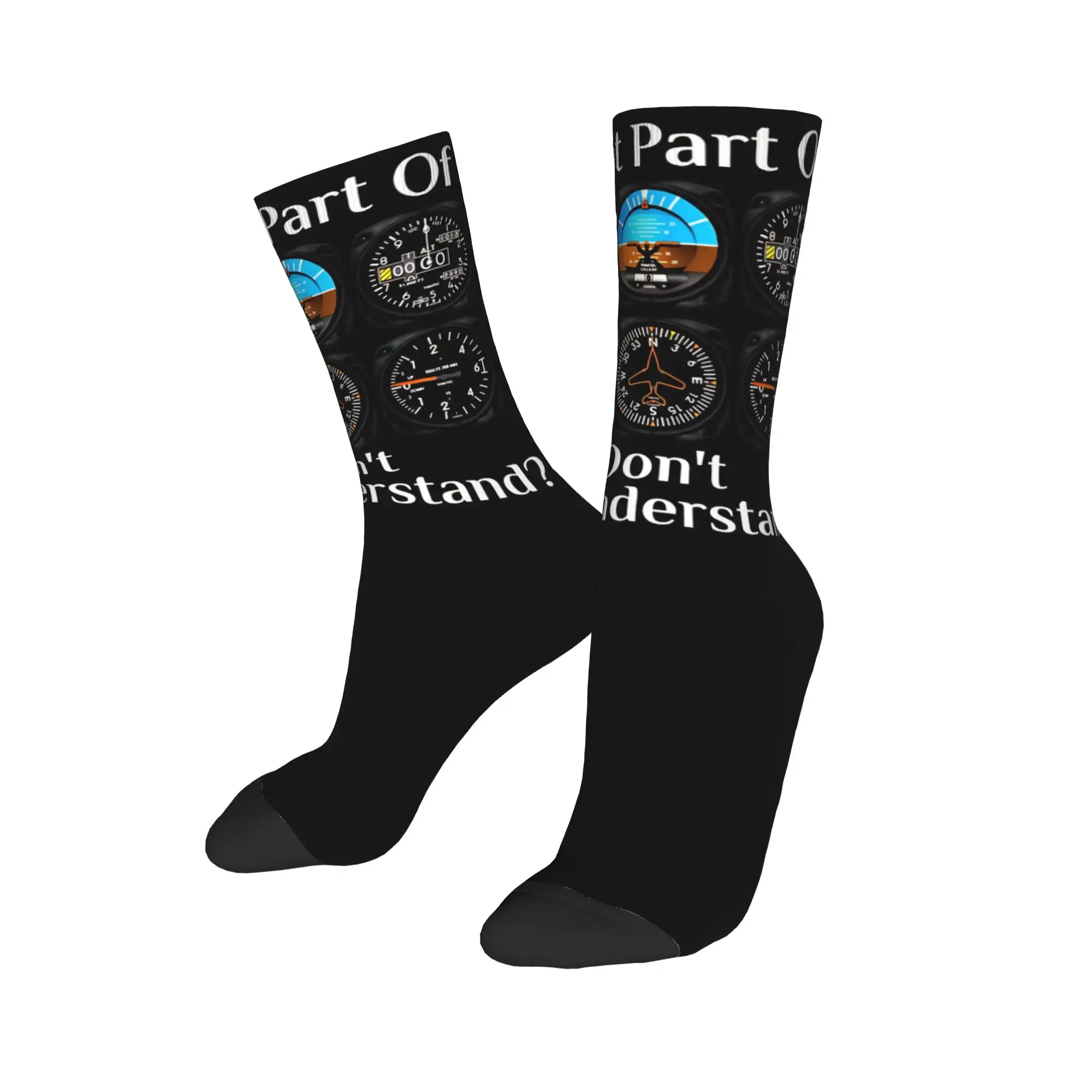 Crazy Design Light Aircraft Dashboard Skateboard Socks  Polyester Middle Tube Socks for Women Men Non-slip