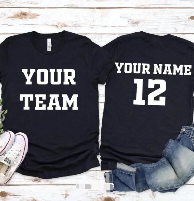 Personalized Sports Team T-Shirt Custom Name Number Logo Picture Shirt Short Sleeve DIY Sport Gifts Customized Text Number Tees view 2