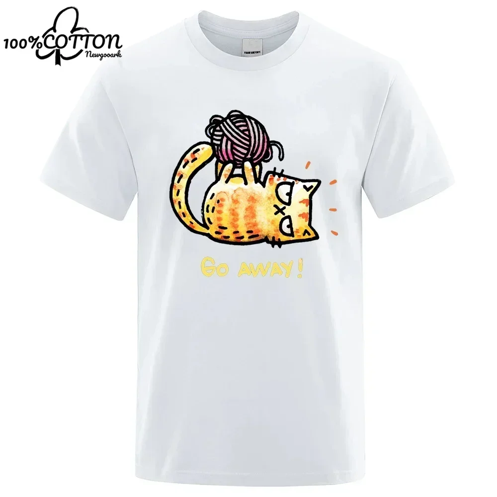 Angry Cat Go Away T-shirt Men Women O-Neck Casual Vintage Fashion Graphic Harajuku Cute Printed Streetwear Summer Unisex Tees