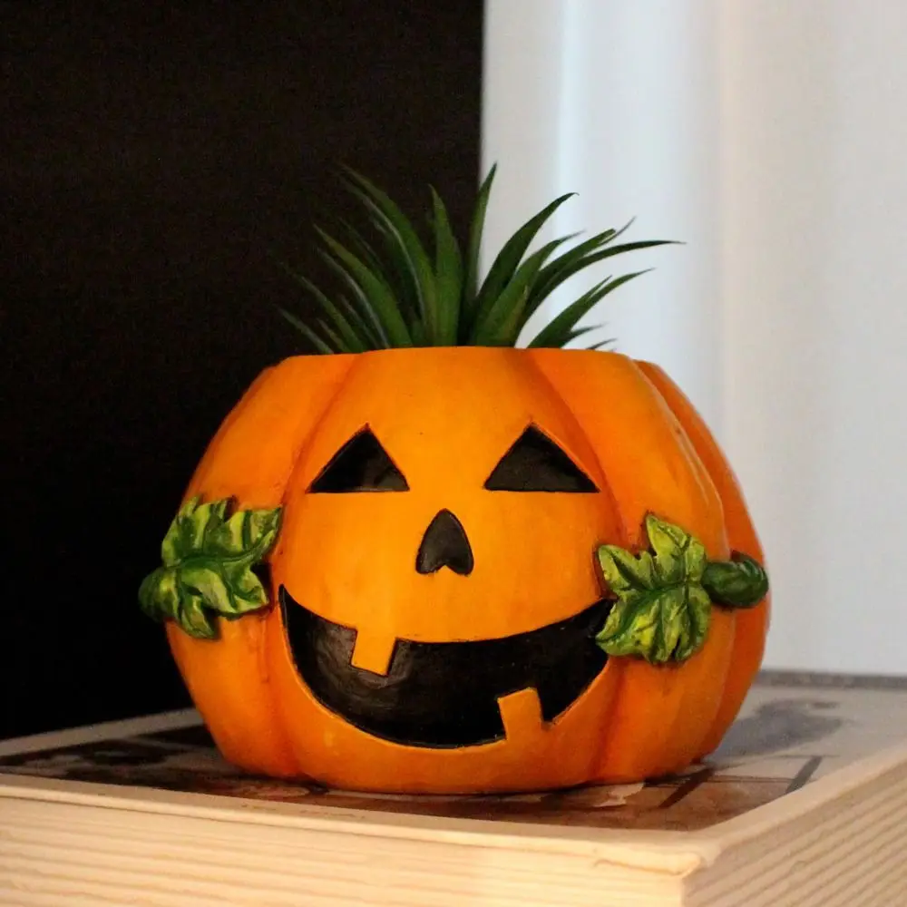 Cartoon Halloween Pumpkin Flowerpot Realistic Resin Crafts Succulent Planter Pot Elegance Pumpkin Plants Container