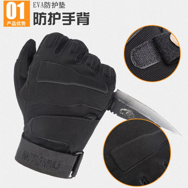 Glove Men\'s Tactical Special Forces Black Eagle Autumn and Winter Thin Suede Warm Sports Fitness Anti slip Durable Motorcycle Ri