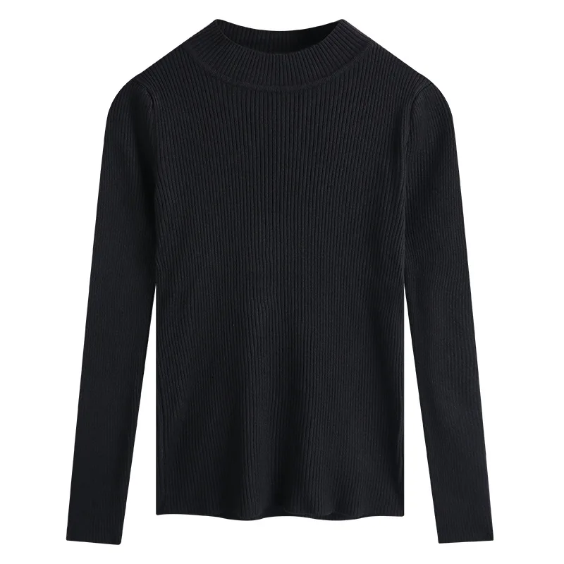 Pull Vintage à Col Montant pour Femme, Vêtement Basique, Solide, Décontracté, Slim, Coréen, Simple, Chic, Automne Hiver