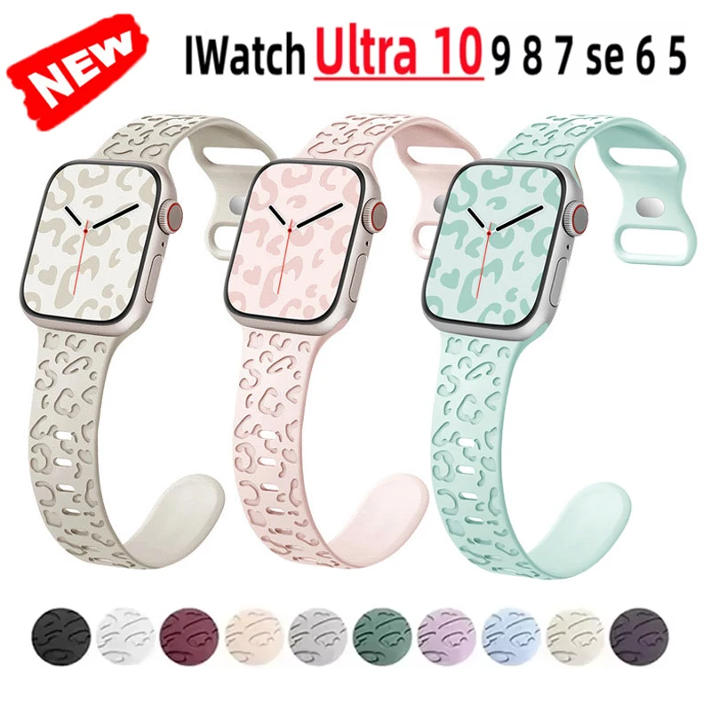 محفورة ليوبارد ل أبل ساعة الأشرطة 40 مللي متر 44 مللي متر 42 مللي متر 45 مللي متر 41 مللي متر 49 مللي متر 38 مللي متر سيليكون سوار سلسلة 9 8 7 SE 6 5 4 ultra2 3 الفرقة
