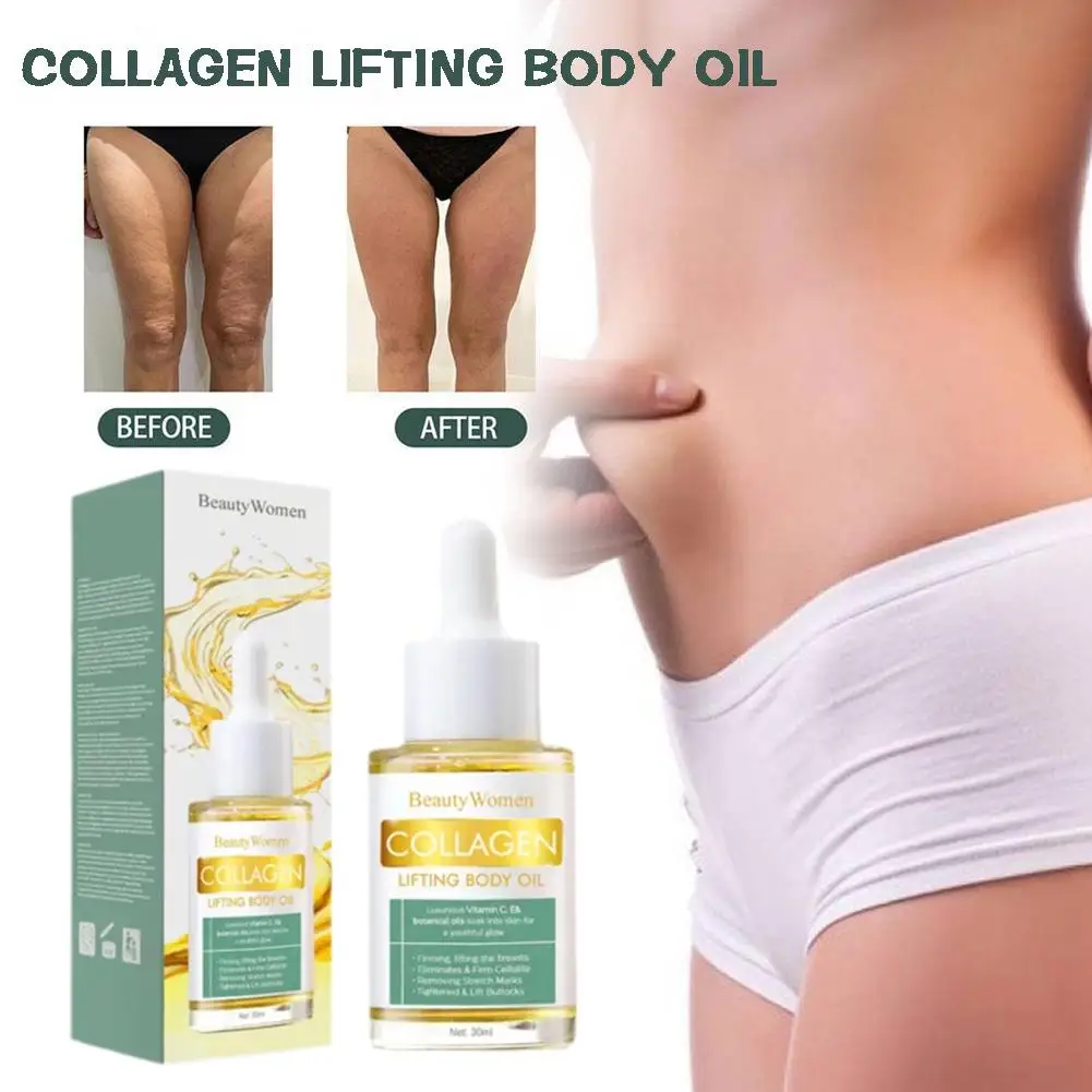 Collagen Lifting Body Oil Thin Leg Waist Tightening Fat Slimming Body Up Butt Oil Hip Burner Massage Shape Breast Abdomen L R6E1