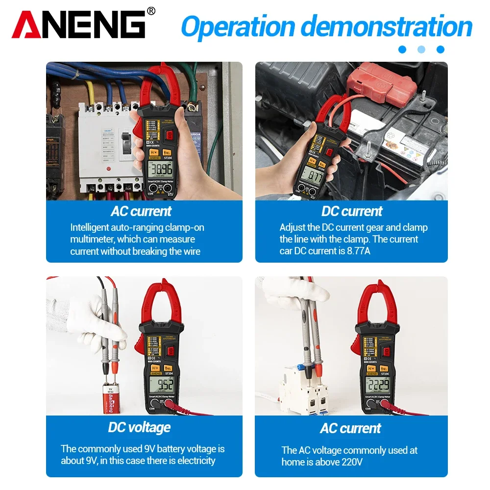 ANENG ST194 6000 Count Digital True RMS Multimeter Clamp Meter DC/AC Current Clamp Voltage Car Tester Hz Capacitance Ohm Tool