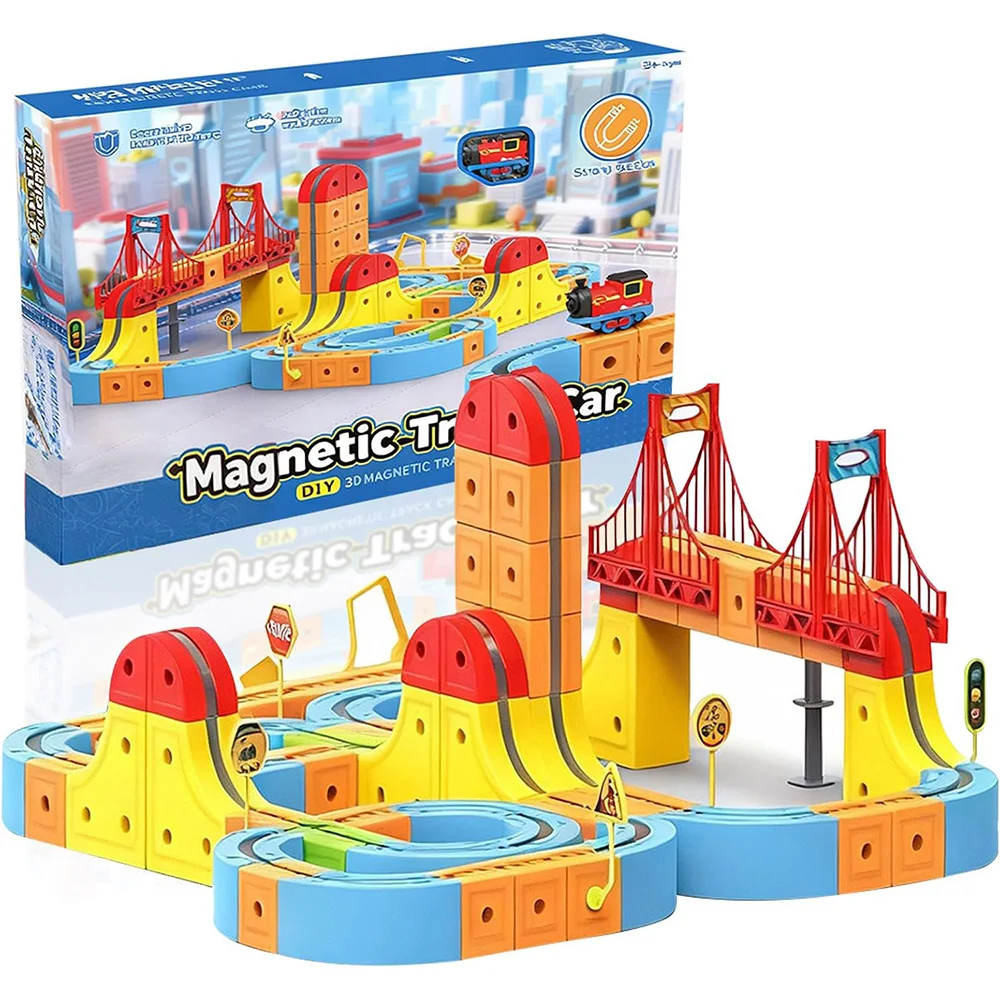 66PCS Magnetische Auto Set Spielzeug Elektrische Flexible Rennstrecke Mit Anti-Schwerkraft Auto für Kinder DIY Bausteine spielzeug Zug Track Geschenk