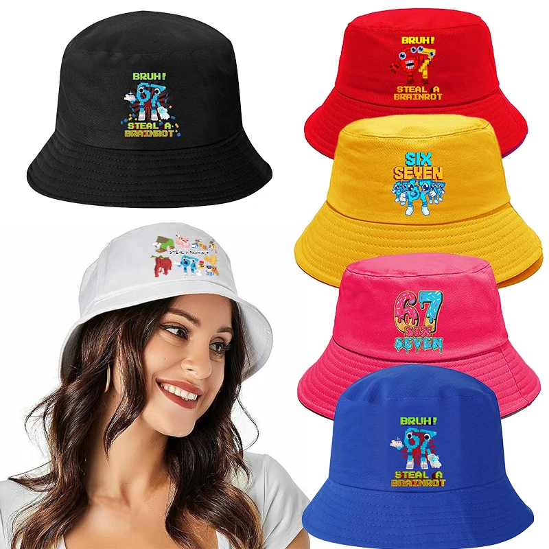 Steal A Brainrot 67 Meisje Visserspet Reisemmerhoed Zes Zeven KID Buitensporten Vrije tijd Strand Zonnehoeden Anime Figuren Caps