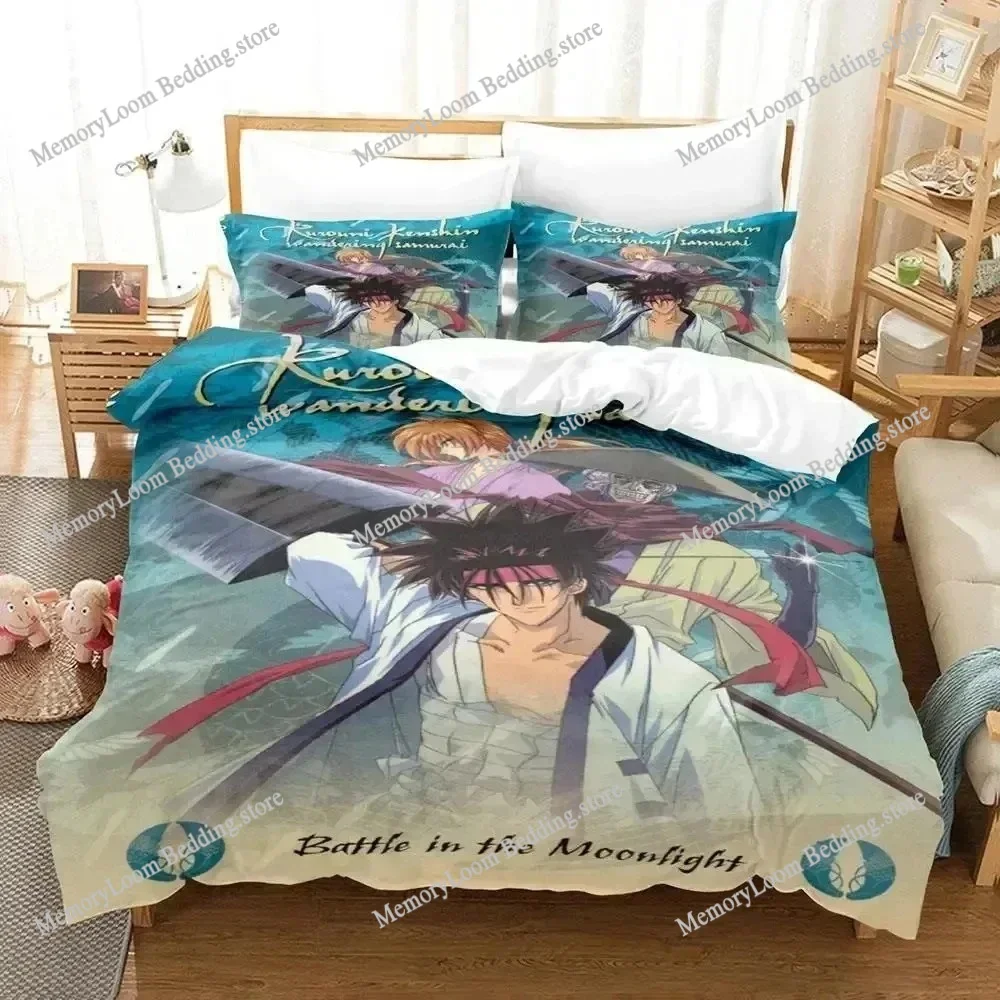 

3D Anime Rurouni Kenshin Bedding Set Duvet Cover Bed Set Quilt Cover Pillowcase Comforter king Queen Size Boys Adult Bedding Set