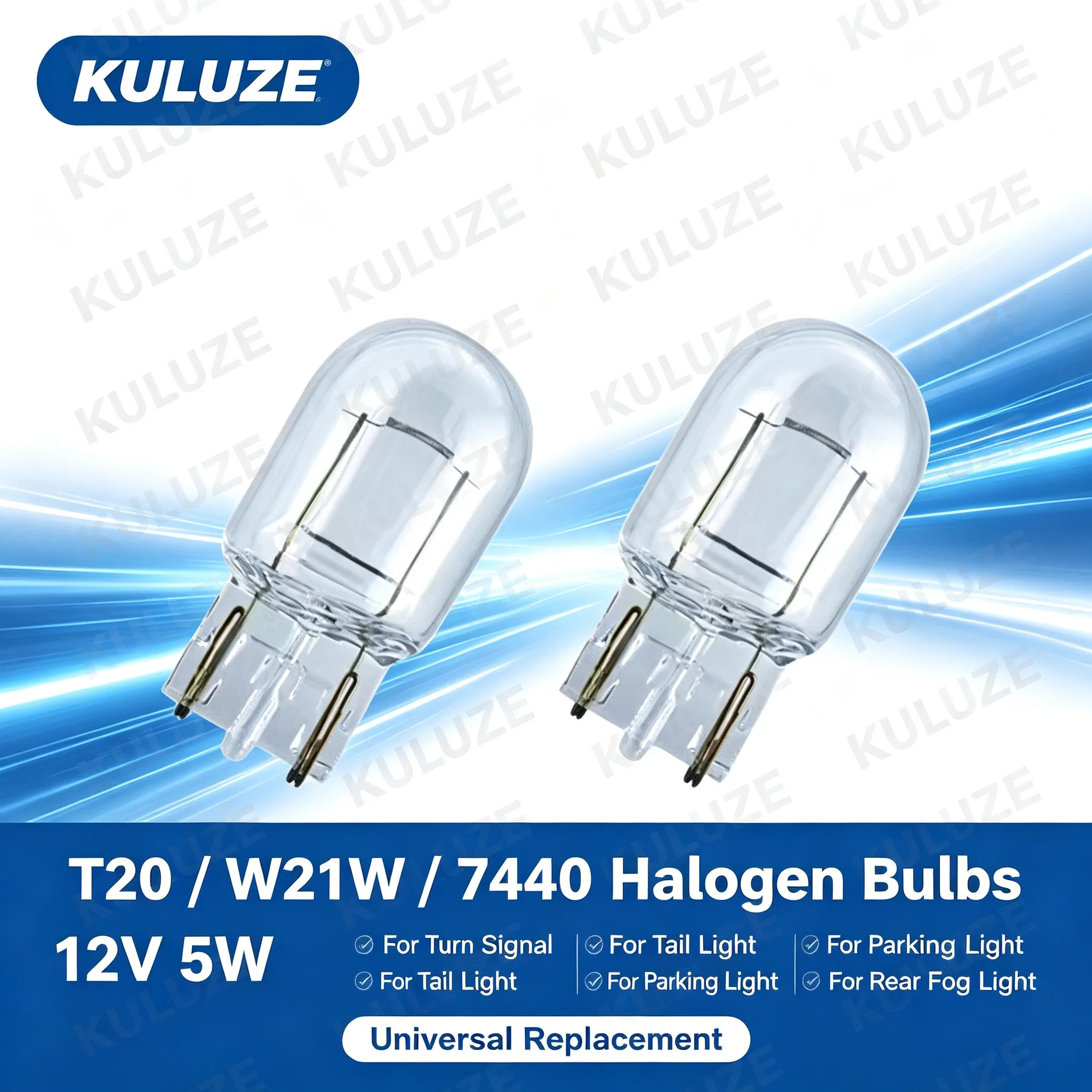 2 Pcs 12V 21W Halogen Bulbs Single/Dual Filament 7440 7443 T20 Automotive W21W/W21/5W for Vehicle Turn Signal Brake Light
