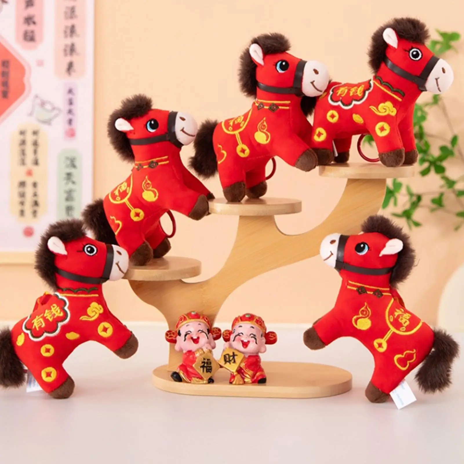 2026 السنة الصينية الجديدة المفاتيح هدايا السنة القمرية الجديدة سنة الحصان المفاتيح الحصان زخرفة التميمة تمثال كيرينغ