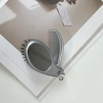 Cepillo de pelo plegable 3 en 1, peine con espejo, peine de masaje compacto y portátil para viajes con colgante de moda, herramienta esencial para peinar. 10 best sales Cepillo de pelo portátil - №6