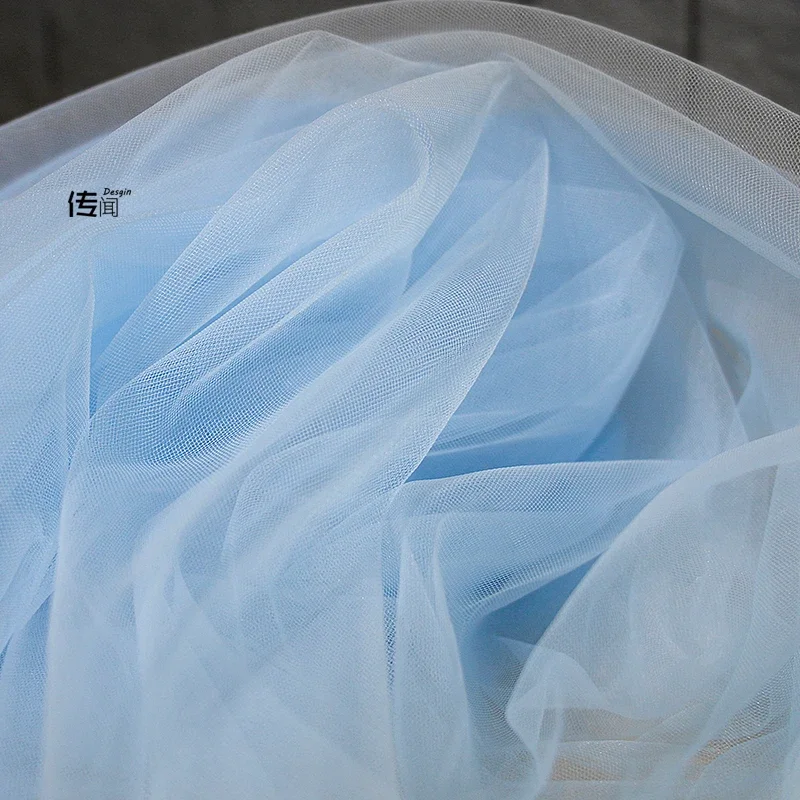 Soft Transparent Mesh Fabric Wedding Dress Solid Color Headdress Lace Cloth Per Meters for Sewing Diy Material