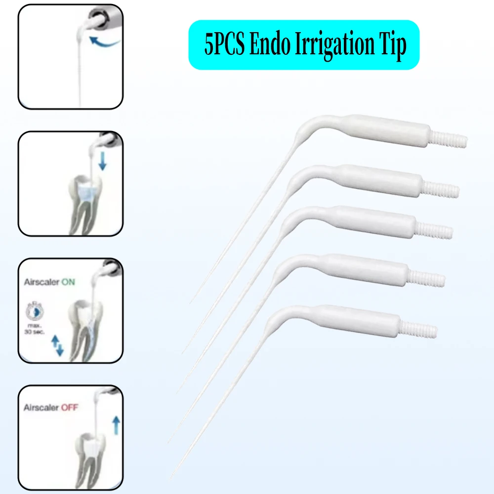 

Dental Root Canal Irrigation Tips 5 Pack Plastic Sonic Powered Endo Flush Tools Compatible with Air Scaler Handpieces