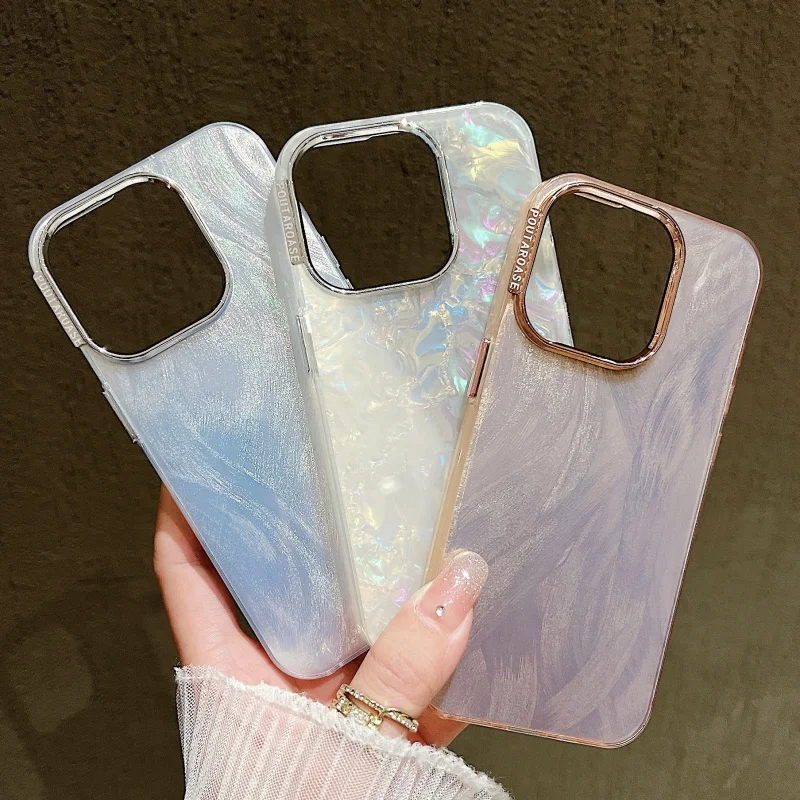 Ins Style Shell Pattern for Apple 15 Phone Case Imd Feather Iphone14 Fashion 13promax Hard Case for Women