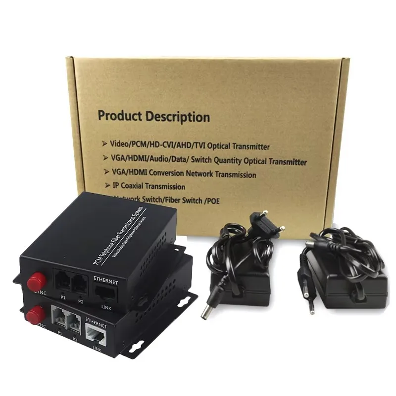 

2 Pots RJ11 Telephone and Network Port over Fiber Optic Converter, Multiplexer, Extender, Set of FXS FXO Units Voice Over Fiber