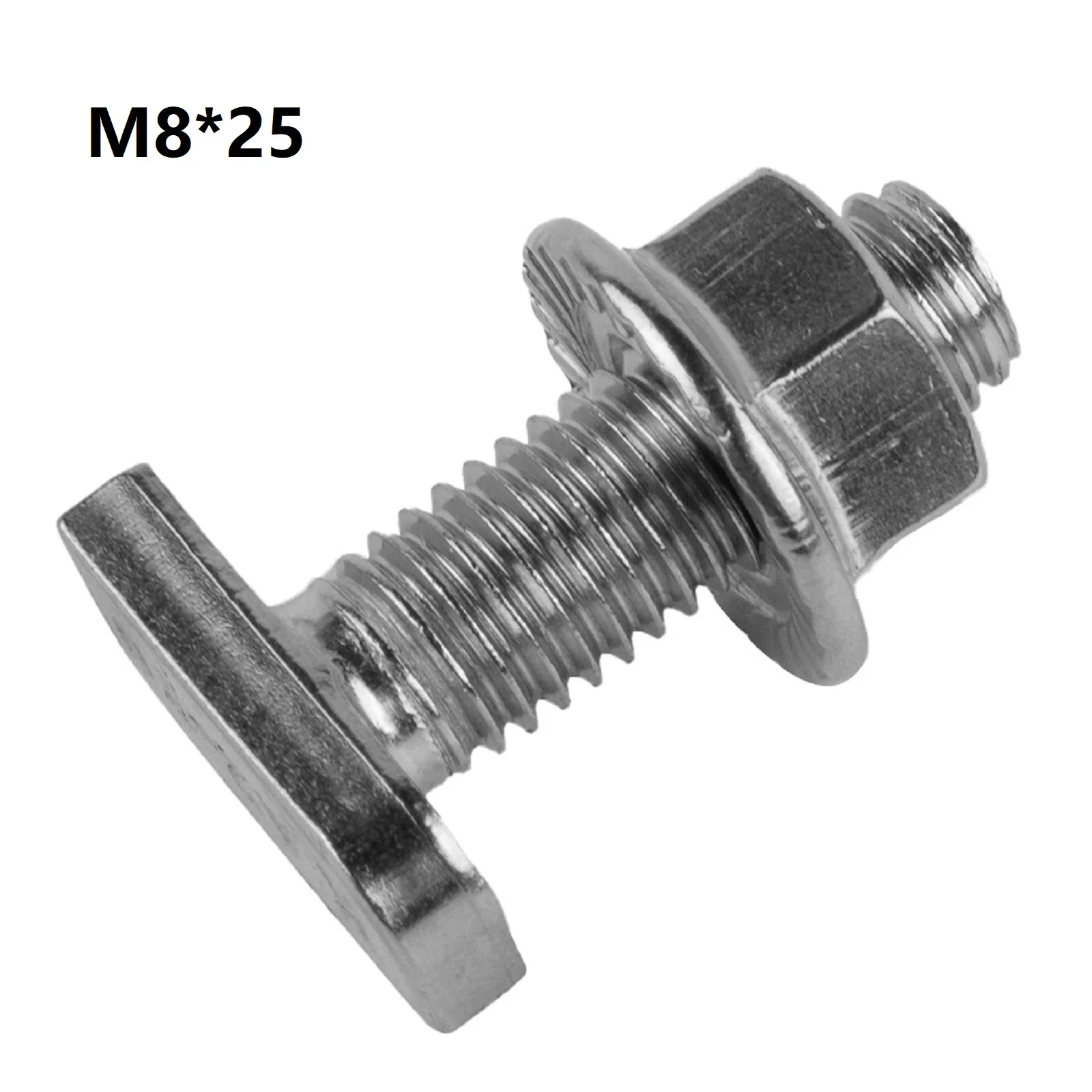 For Mounting T-type Screw Fasteners Hardware With Flange Nuts M8 DIN 6923 Hammer Washed Light 23*10*4mm 304 Stainless Steel