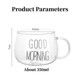 350ml carta impressa transparente criativo vidro café caneca de chá bebidas sobremesa café da manhã copo de leite canecas de vidro lidar com drinkware 10 principais vendas copo pequeno almoço - №4