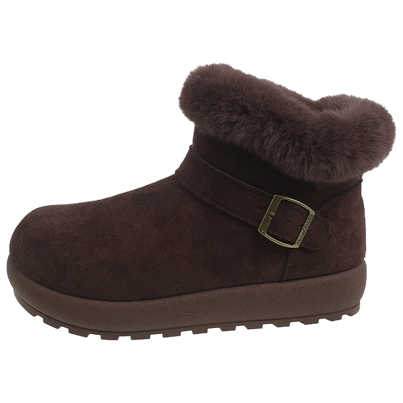 2026 Autumn and Winter Fashion Thick Soled Plush Snow Boots Comfortable and Warm Ankle Boots Women's Non Slip Cotton Shoes 35-41