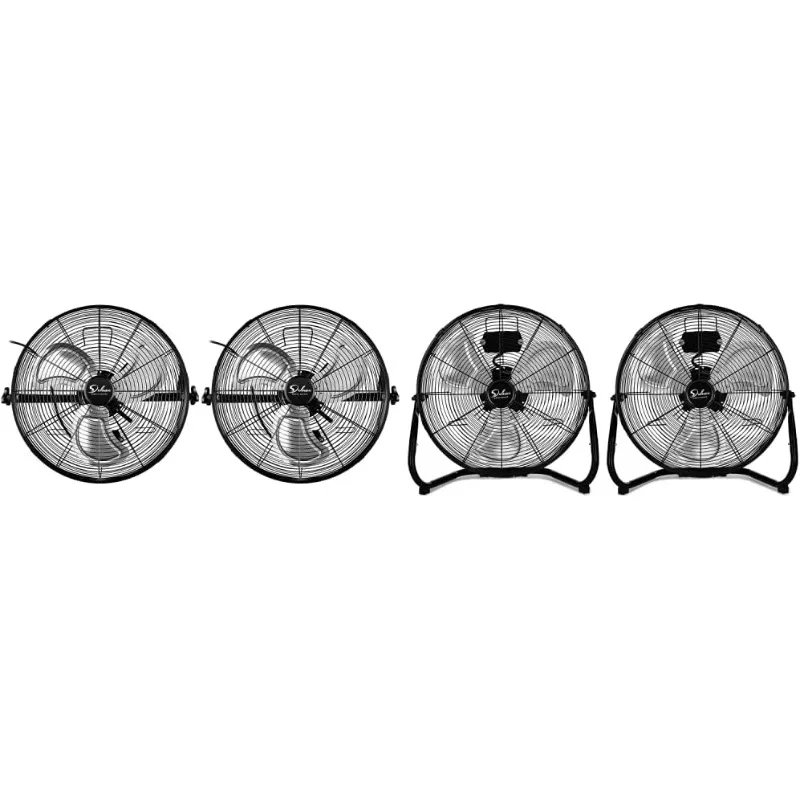 

Deluxe 20-дюймовые 3-скоростные черные настенные и напольные вентиляторы, высокоскоростной промышленный металлический домашний коммерческий вентилятор, 2 шт.