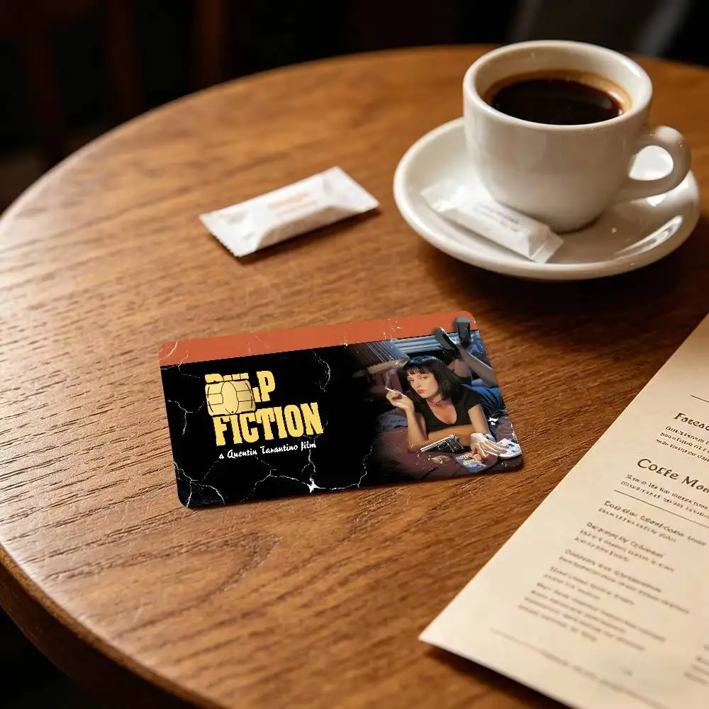 Film P-Pulp F-Fiction  Cartoon Credit Card Skin Stickers For Bank Card Bus Metro Card Sticker Waterproof Women Gift