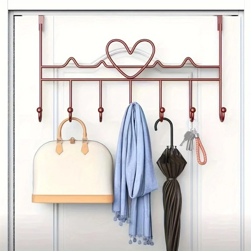 1pc Exquisite Door Wall Hanging, Heart-shaped Hook, No Need To Drill Holes