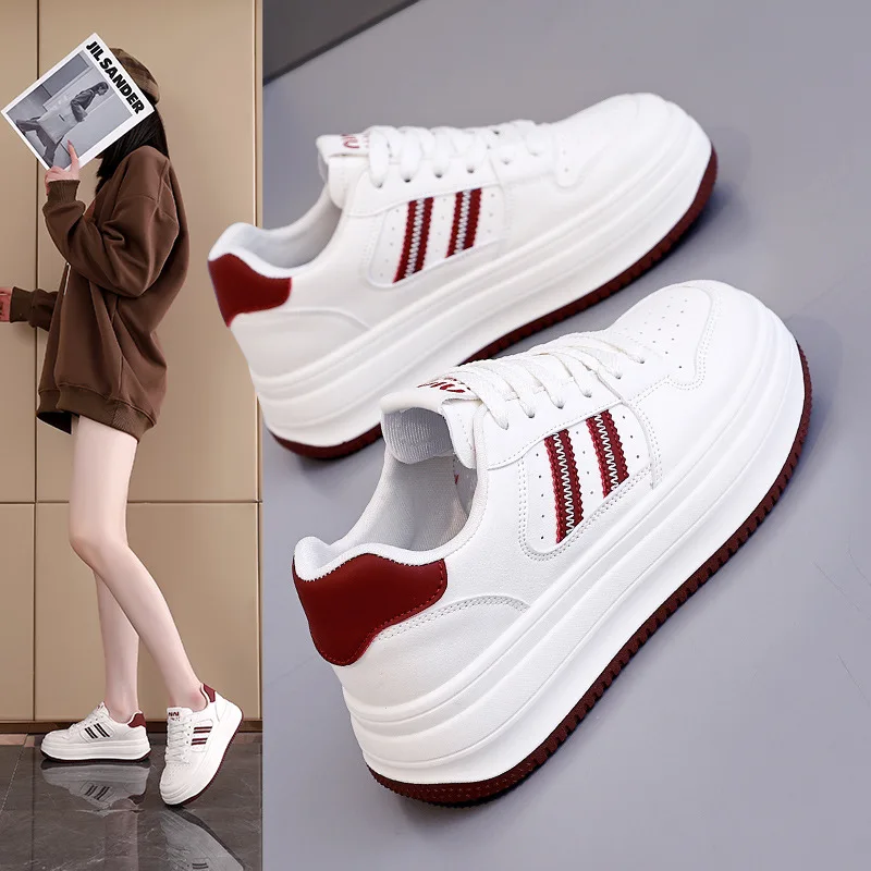 

Women Vulcanized Shoes Student Korean Version Thick Soled New Versatile and Trendy Sports and Leisure Board Shoes