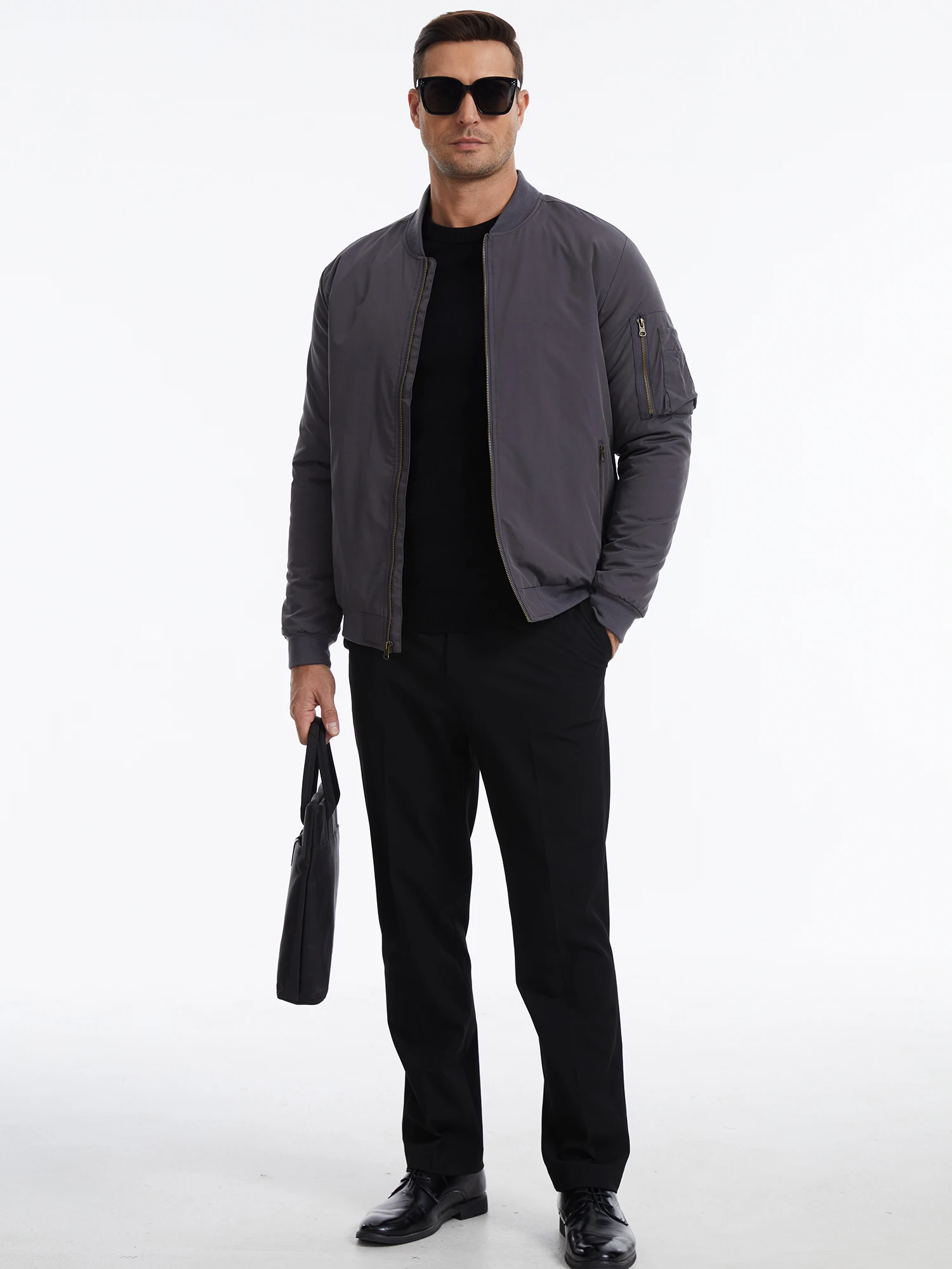 Herbst-Winter-Herren-Bomberjacke, Warme Windjacke mit Vollreißverschluss, Militär-Pilotenjacke, Lässige Winddichte Outdoor-Jacke – Detail 18