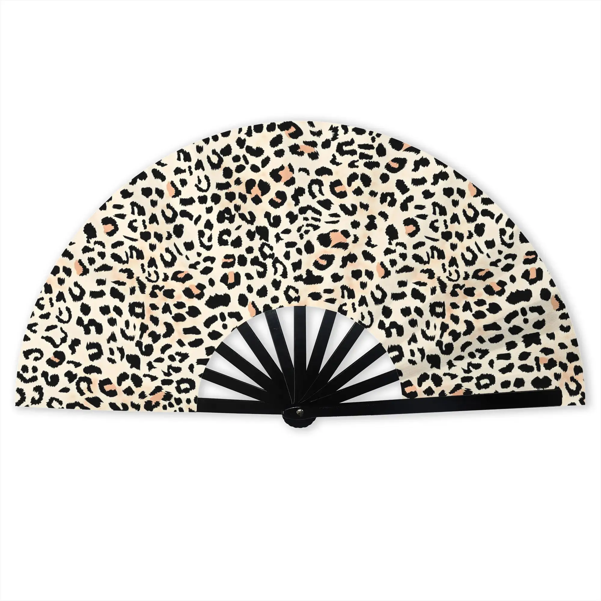 Black Tiny Leopard Dots  Hand Fan Promotional Gift Wedding  Durable Folding Fans Creative Bulk Pack Fan