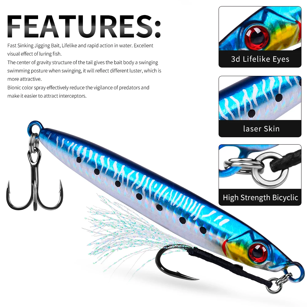 Proberos 1pc Saltwater Jigs Speed Jigging Slow Jigging Pitching Lures, Vertical Jigging Artificial Lures Jigging Lure Fishing Ji view 4