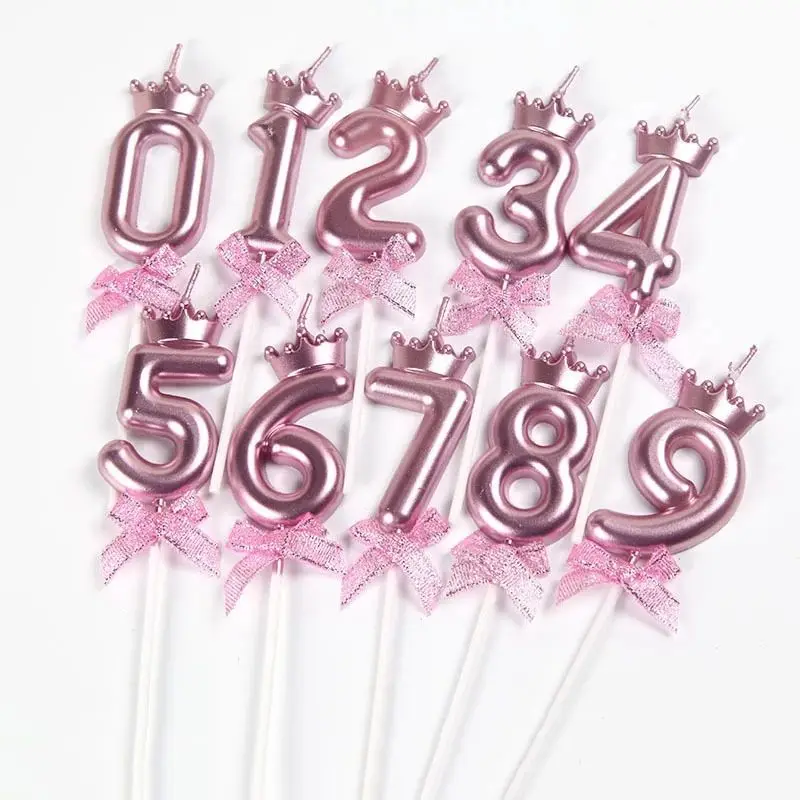 Różowa świeczka urodzinowa Dziewczyna Happy Birthday Cake Toppe Celebration Baking Supplies Birthday Number Candle Cake Decoration Candles