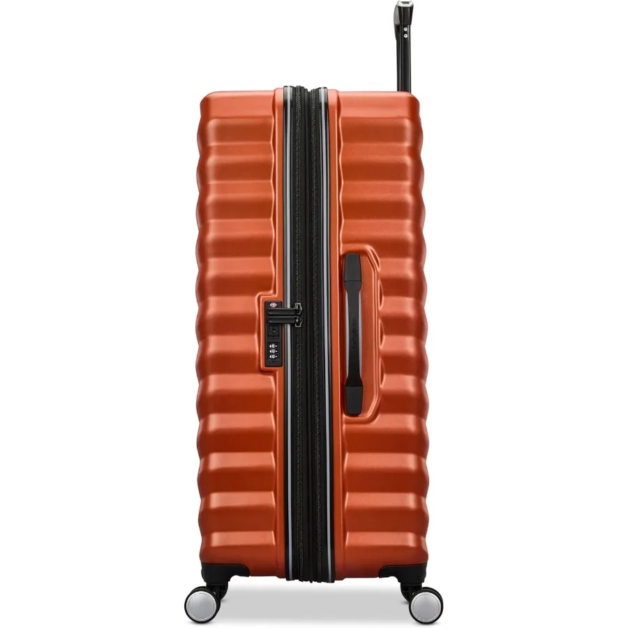 Hard-Sided 28-Inch Lightweight Checked Large Expandable Element Suitcase: Durable, 360° Spinner Wheels, Adjustable Telescopic H