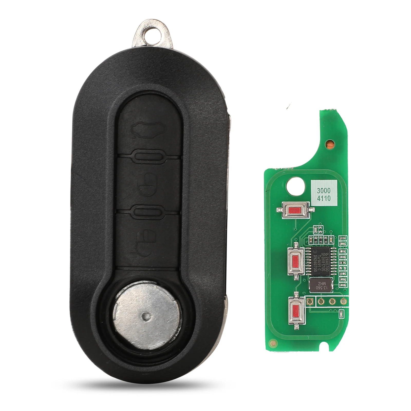 jingyuqin Car Key For Fiat 500 Grande Punto 2010-2017 Remote Key Fob Delphi/Marelli System FSK PCF7946/PCF7946AT Chip 433MHz