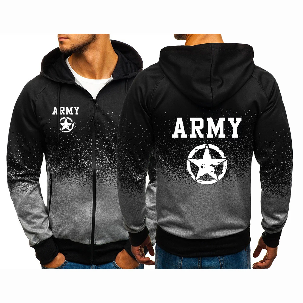 ARMY And Five Pointed Star Spring Autumn Massey Ferguson Print Popular Gradient Color Jackets Sweatshirt Men's Hoodies