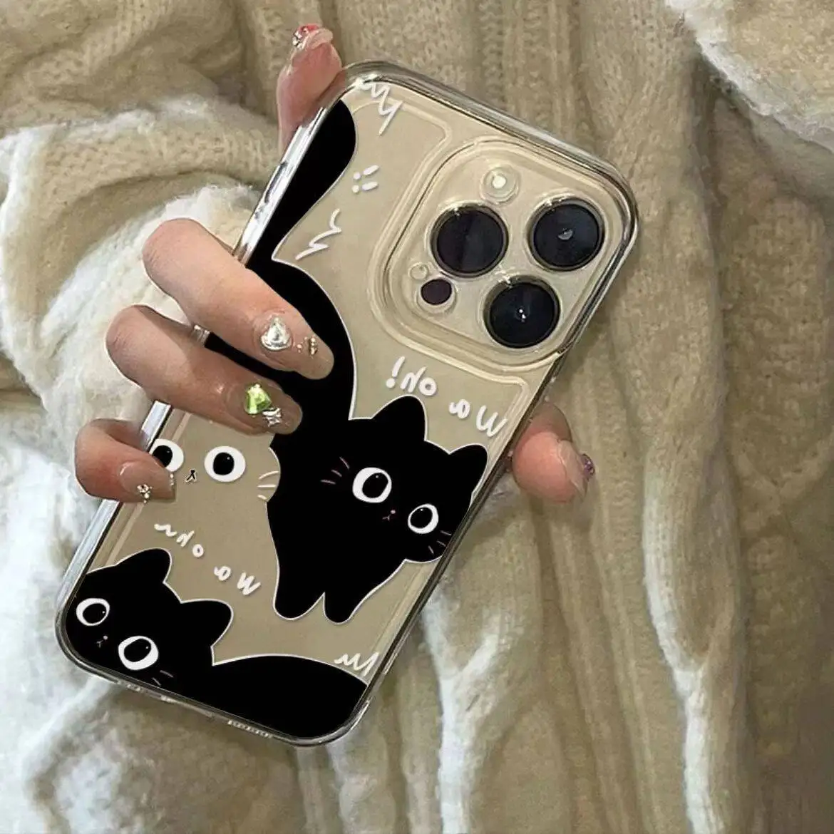 Cute Black Cat Phone Case for Realme C53 C55 C67 C63 C33 C30 C35 C51 C21Y C25Y C20 C21 7i 8i 9i 9 10 12 Pro Plus 8 5G Soft Cover