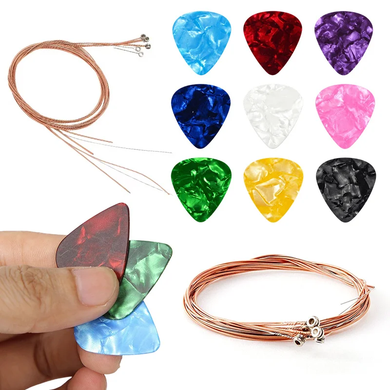 Guitar Replacement Parts Kit, Strings & Random Celluloid Picks, Maintenance Accessories ZYF