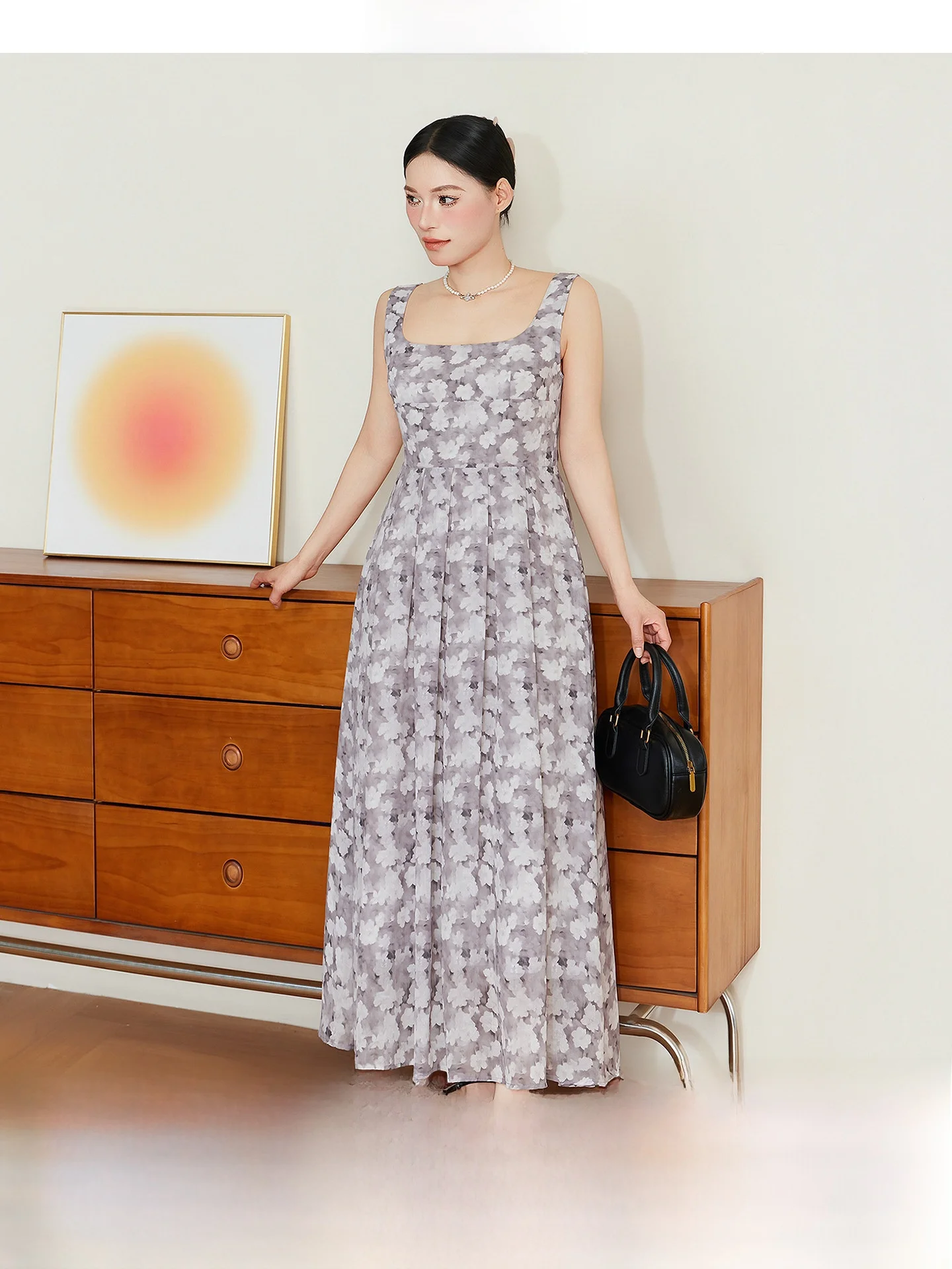 

Летнее женское платье макси с цветочным принтом, скрывающее живот, без рукавов, А-силуэт, во французском стиле, повседневное, для молодых девушек