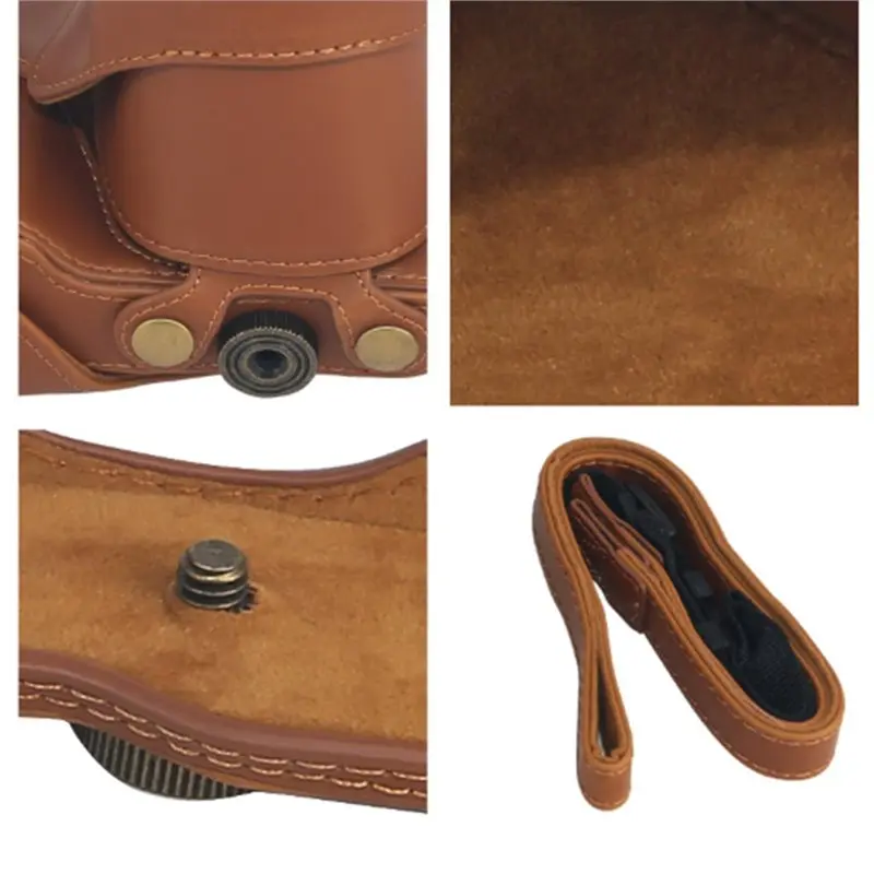 Reliable-PU Leather Strap Camera Bag Full Body Cover Case For Sony NEX5N / 5T / 5R / 5C Brown,PU Leather Strap Camera Bag Full B