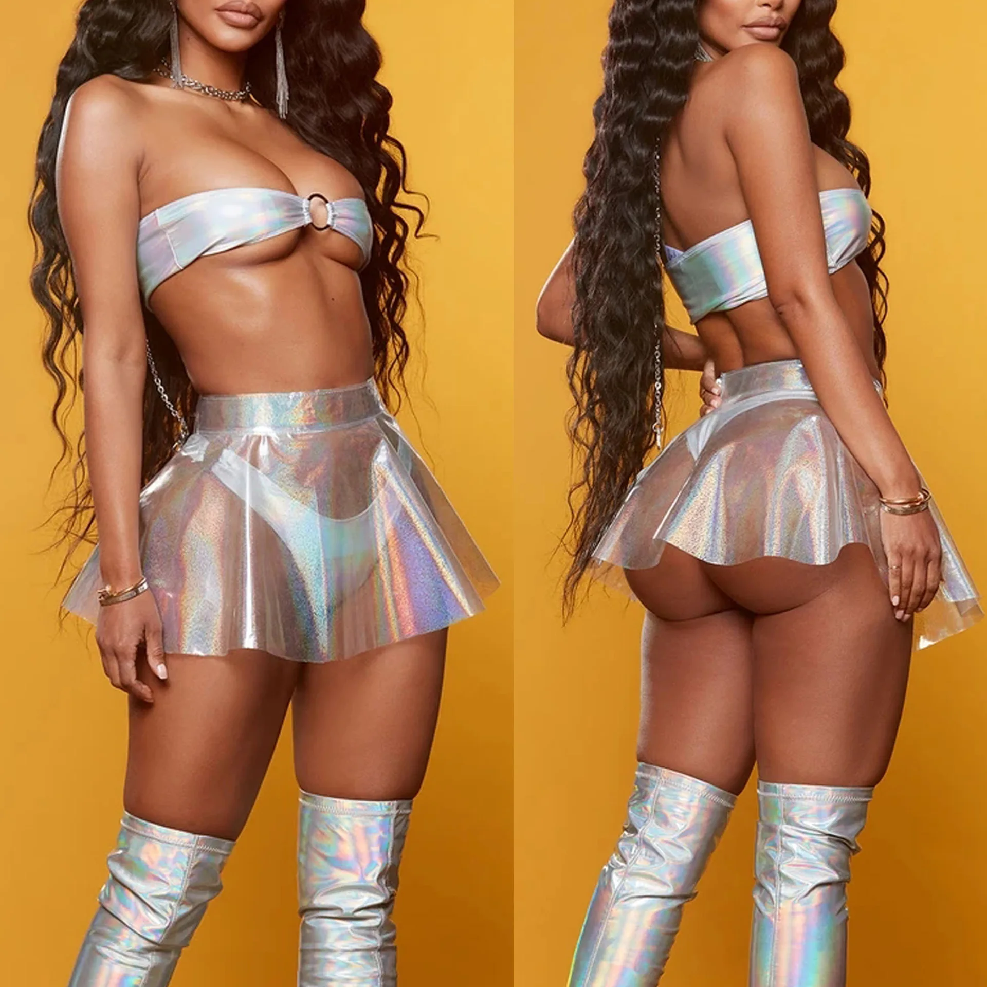 Sexy Women Mini Skirt Fashion Prom Transparent Small Short Skirt Ladies See-through Bustier Dress Skirt Party Clube Costumes