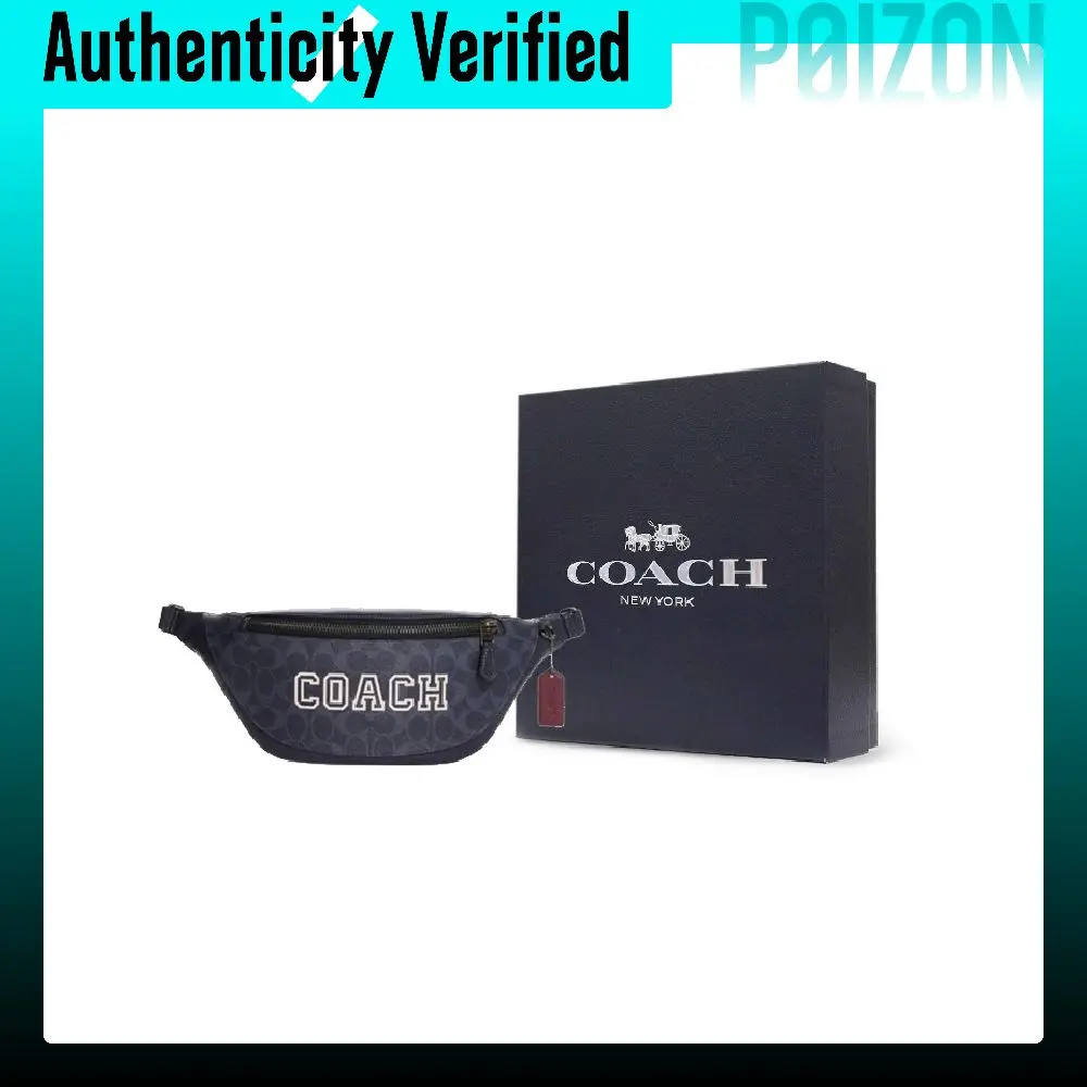 COACH Warren Cow Leather Fanny Packs Large Men's Denim Blue & Chalk White CB912-QBOIZ