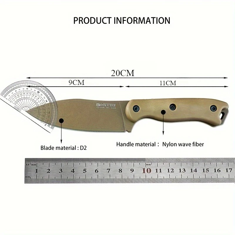 EDC BK19 Becker Harpoon Knife Fixed Blade Knives with Kydex Sheath D2 Blade Nylon Fiber Handle Camping Outdoor Survival Tactical